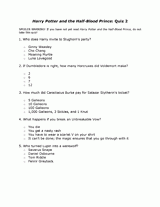 Harry Potter and the Half-Blood Prince: Quiz 2