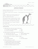  Emperor Penguins Reading Warm-Up