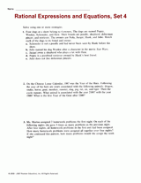 Rational Expressions and Equations, Set 4