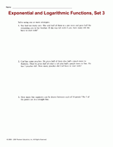 Exponential and Logarithmic Functions, Set 3