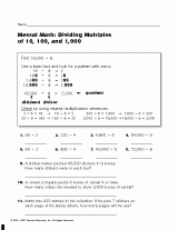 Dividing Multiples of 10, 100, and 1,000