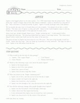 Science Reading Warm-Up: Jupiter