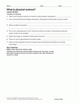 What Is Physical Science? Worksheet