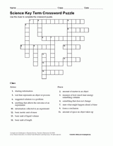 Science Key-Term Crossword Puzzle