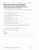 Science Key Term Review: Classification
