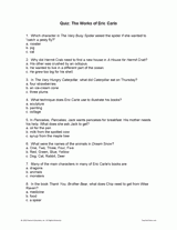 The Works of Eric Carle: Quiz & Answer Key