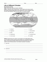 Life In Different Climates Activity