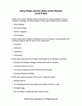 Harry Potter and the Order of the Phoenix: Quiz 2 (Advanced)