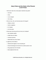 Harry Potter and the Order of the Phoenix: Quiz 4 (Advanced)