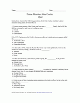 John Curtin Quiz