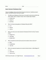 Asian American Entertainers Quiz