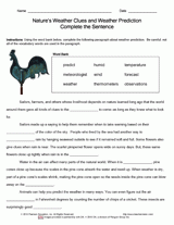 Nature's Weather Clues: Complete the Sentence