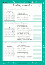 Reading a Calendar (Grade 2)