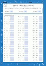 Times Tables for Division: Dividing by 2, 3, 4, 5, 6, 7, 8 & 9