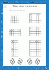 Times Tables Practice Grids II (Grade 4)