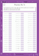 Multiplication Speed Trials: Practice the 7s (Grade 5)