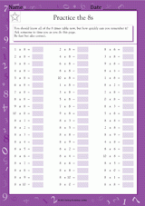 Multiplication Speed Trials: Practice the 8s (Grade 5)