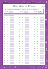 Times Tables for Division: Dividing by 2, 3, 4, 5, 6, 7 & 10