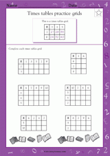 Times Tables Practice Grids I (Grade 5)