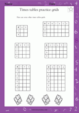 Times Tables Practice Grids III (Grade 5)