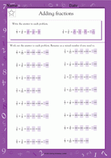 Adding & Simplifying Fractions III (Grade 5)