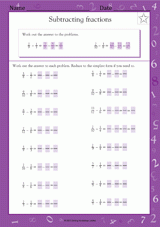 Subtracting & Simplifying Fractions II (Grade 5)