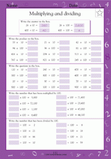Multiplying and Dividing by 10 & 100 (Grade 5)
