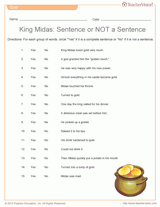Complete and Incomplete Sentences: The Story of King Midas