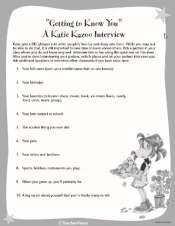 Katie Kazoo Getting to Know You Icebreaker Interview Sheet