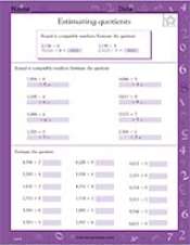 estimating quotients math practice worksheet grade 5 teachervision