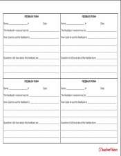 Students use this form to respond to a teacher's feedback 