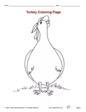 Turkey Coloring Page: Printable Thanksgiving Activity (Kindergarten