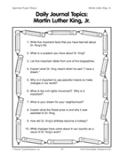 Daily Journal Topics: Martin Luther King, Jr.
