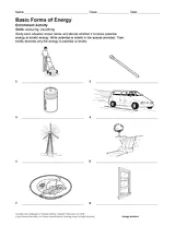Activity: Basic Forms of Energy Printable (6th - 12th Grade ...