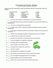 Environment Pollution Matching Worksheet Printable Activity For Teaching Green Teachervision