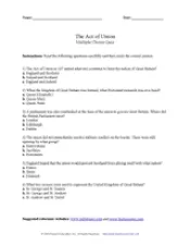 The Act of Union Multiple Choice Quiz