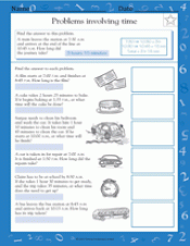 Word Problems Involving Time I Worksheet Grade 4 Teachervision