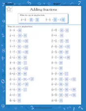 Adding & Simplifying Fractions I Worksheet (Grade 4) - TeacherVision