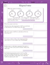 elapsed time math practice worksheet grade 5 teachervision