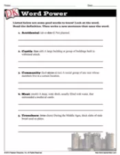 The Medieval Castle Word Power Printable (4th - 6th Grade ...