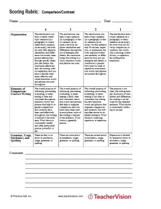 compare and contrast essay rubric doc
