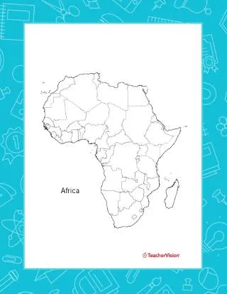 Map of Africa Printable (Pre-K - 12th Grade) - TeacherVision