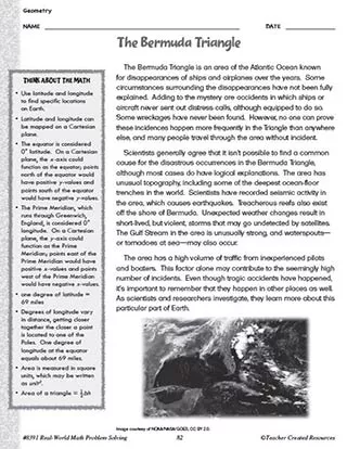 Geometry Worksheet for 6th Grade Math - The Bermuda Triangle ...