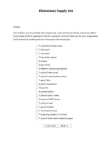 Elementary Supply List Printable (K - 5th Grade) - TeacherVision