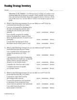 Reading Strategy Inventory Printable (5th - 8th Grade) - TeacherVision